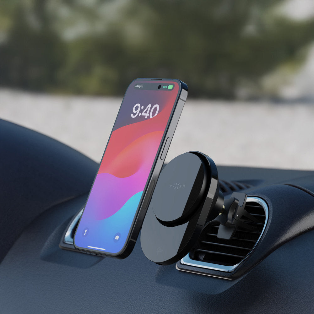 Autohalterung mit Ladefunktion Qi2 15W, mit MagSafe für das Lüftungsgitter, Fixed Mag Air, Schwarz