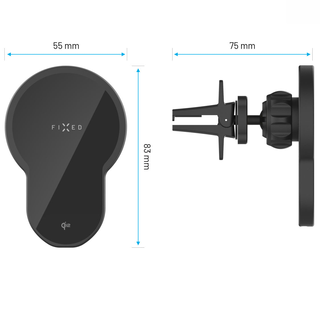 Magnetische Autohalterung Fixed MagClick 2, 15 W Qi2, Schwarz