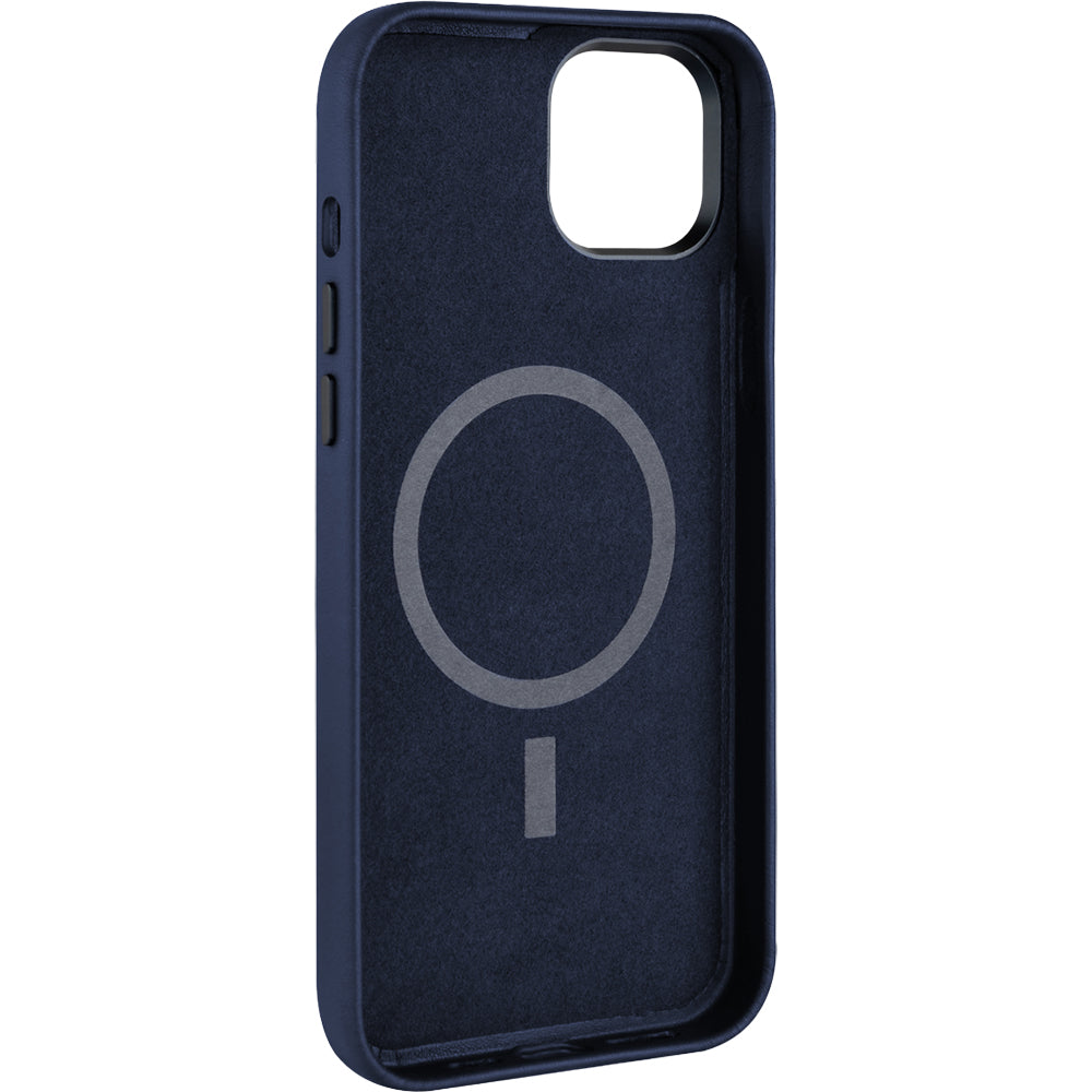 Schutzhülle Fixed MagLeather MagSafe für Apple iPhone 15, Blau