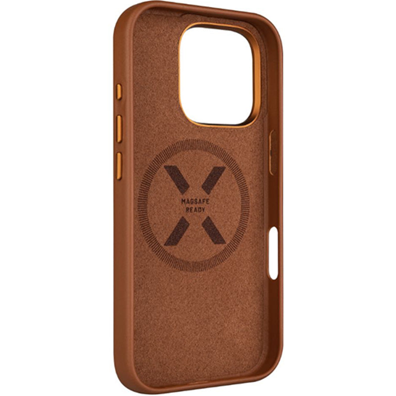 Handyhülle für iPhone 16 Pro, Fixed MagLeather mit MagSafe, Braun
