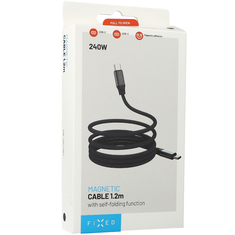 Kabel Magnetisches USB-C zu USB-C, PD, 240W, 1,2m, Fixed, Schwarz