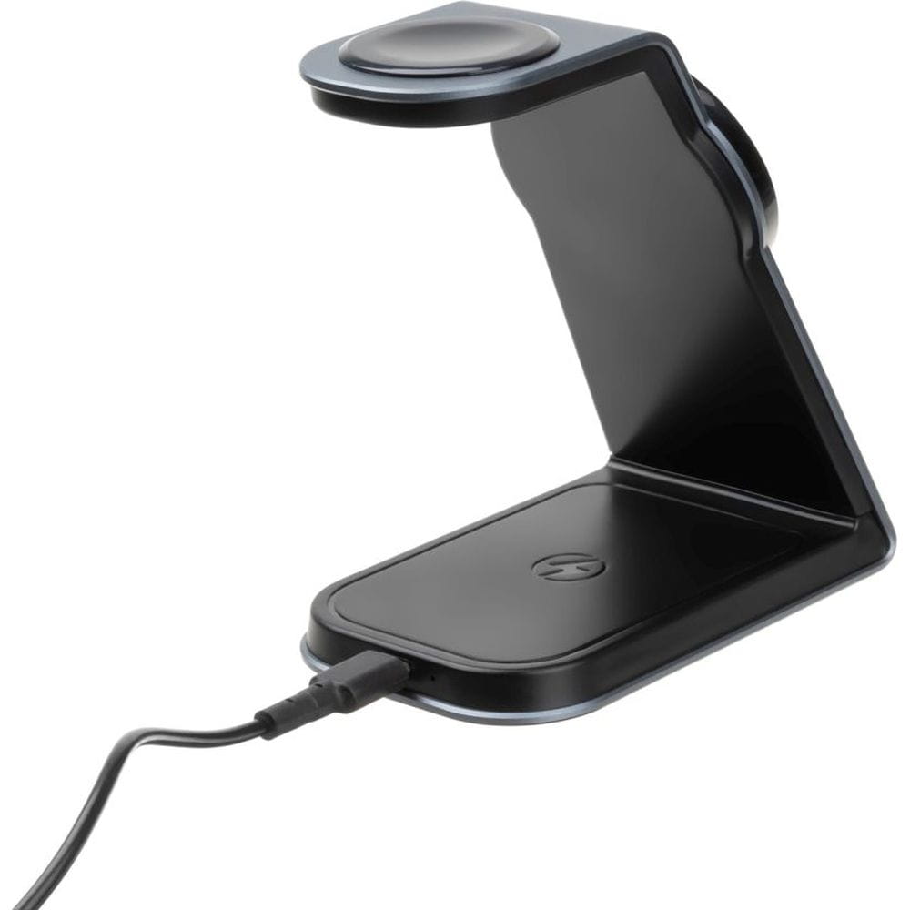 Induktives Ladegerät 3in1, Qi, 15W, mit MagSafe, Fixed MagPowerstation Alu für iPhone / Apple Watch / AirPods, Schwarz