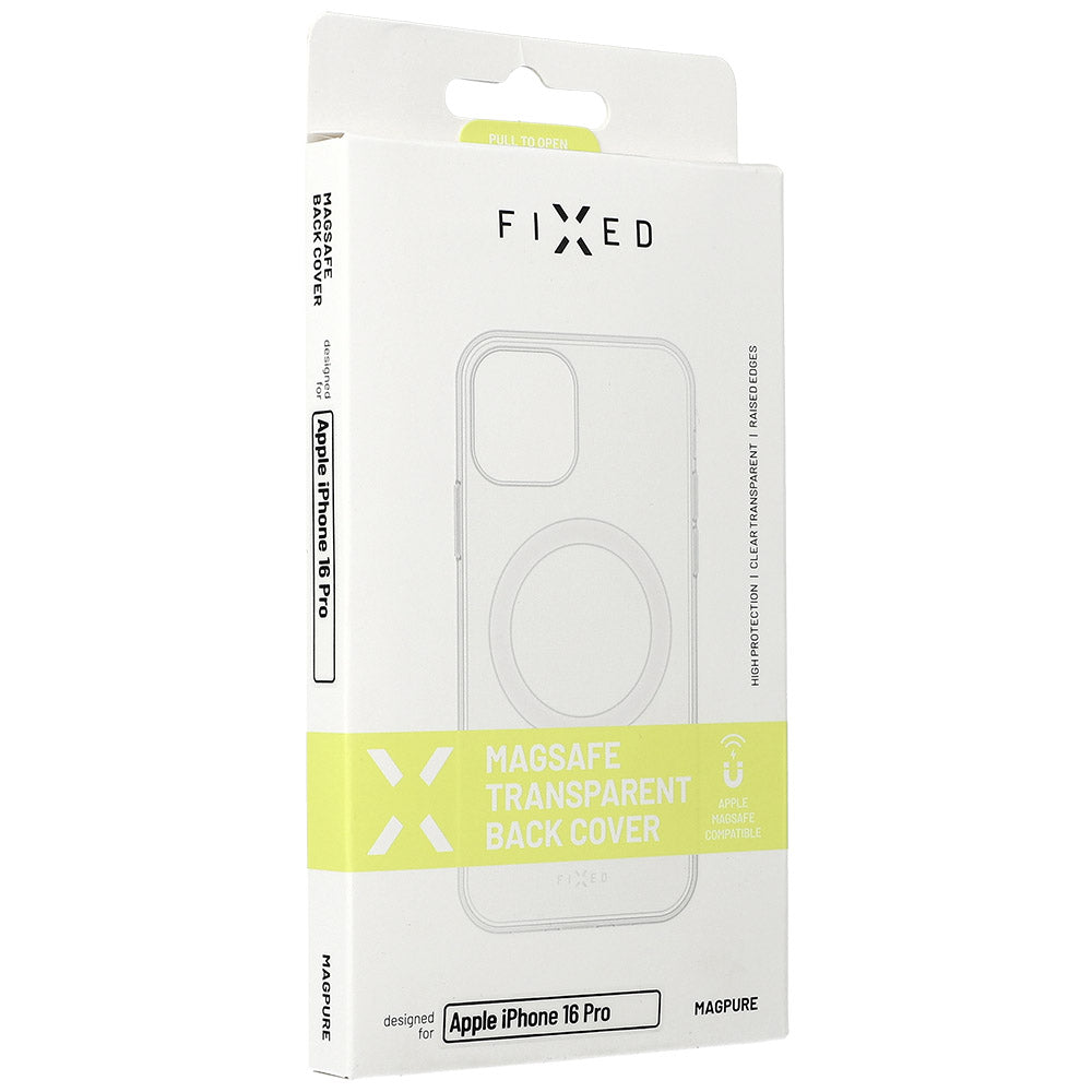 Schutzhülle für iPhone 16 Pro, Fixed MagPure für MagSafe, Transparent und Weiß