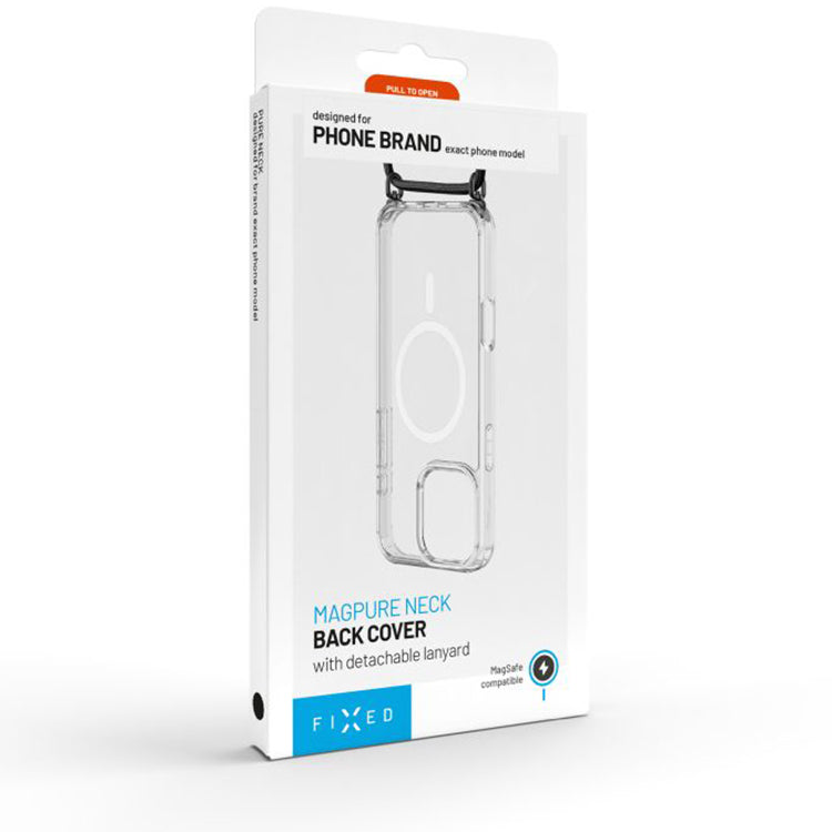 Handyhülle für iPhone 17 Pro, Fixed MagPure Neck mit MagSafe, Transparent mit Schwarzen Schlüsselband