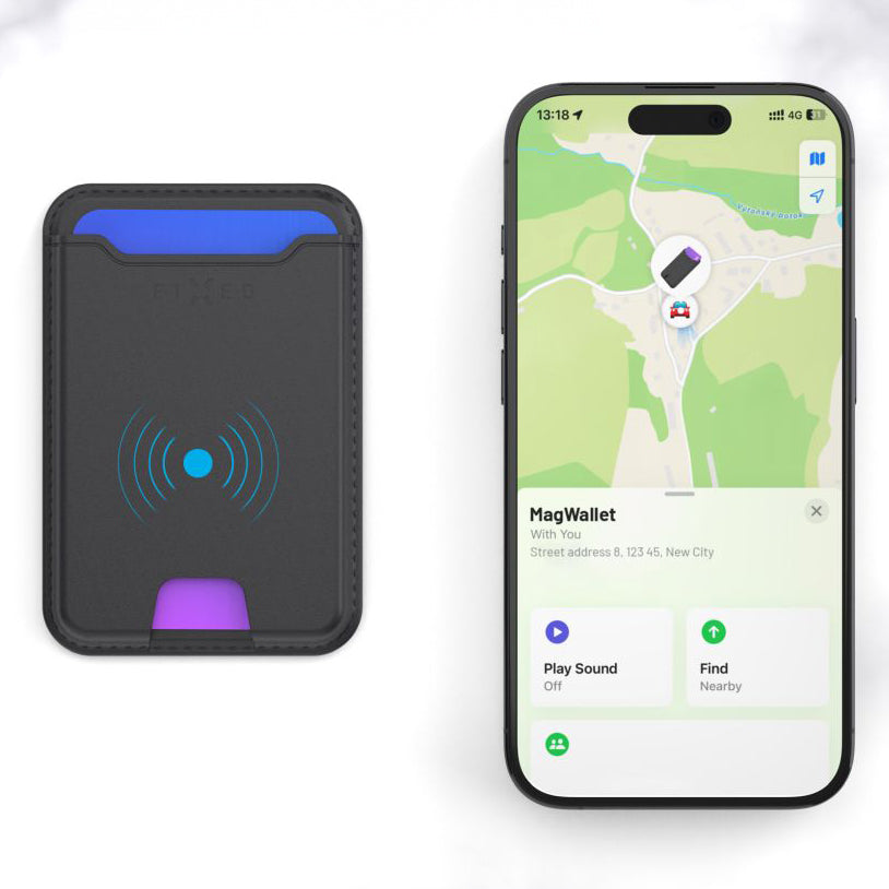 Kartenetui für MagSafe mit Ortungsfunktion für Apple Find My, Fixed MagWallet, Schwarz