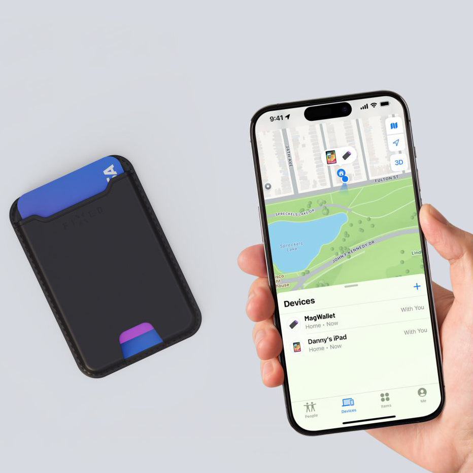 Kartenetui für MagSafe mit Ortungsfunktion für Apple Find My, Fixed MagWallet, Schwarz