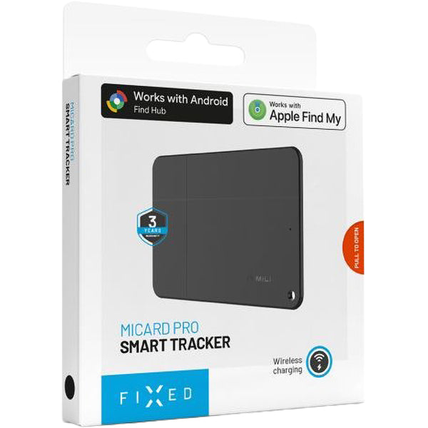 Karten-Tracker mit Apple Find My und Android Find Hub, Fixed MiCard Pro, mit Lautsprecher, Schwarz