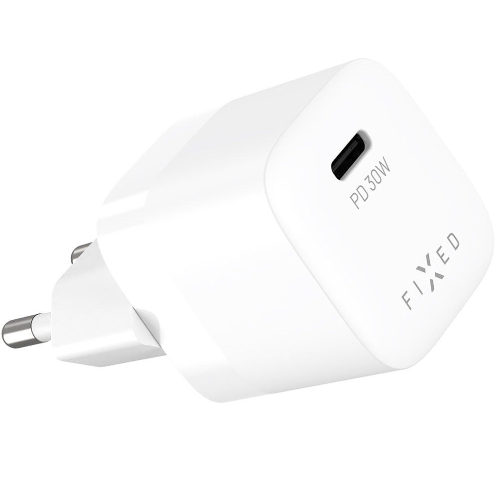 Netzladegerät GaN USB-C PD 3.0, 30W, QC 4.0+, AFC, FCP, SCP, Kompakt, Fixed Mini PD 30 GaN Charger, Weiß