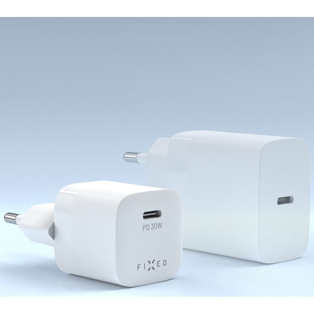 Netzladegerät GaN USB-C PD 3.0, 30W, QC 4.0+, AFC, FCP, SCP, Kompakt, Fixed Mini PD 30 GaN Charger, Weiß
