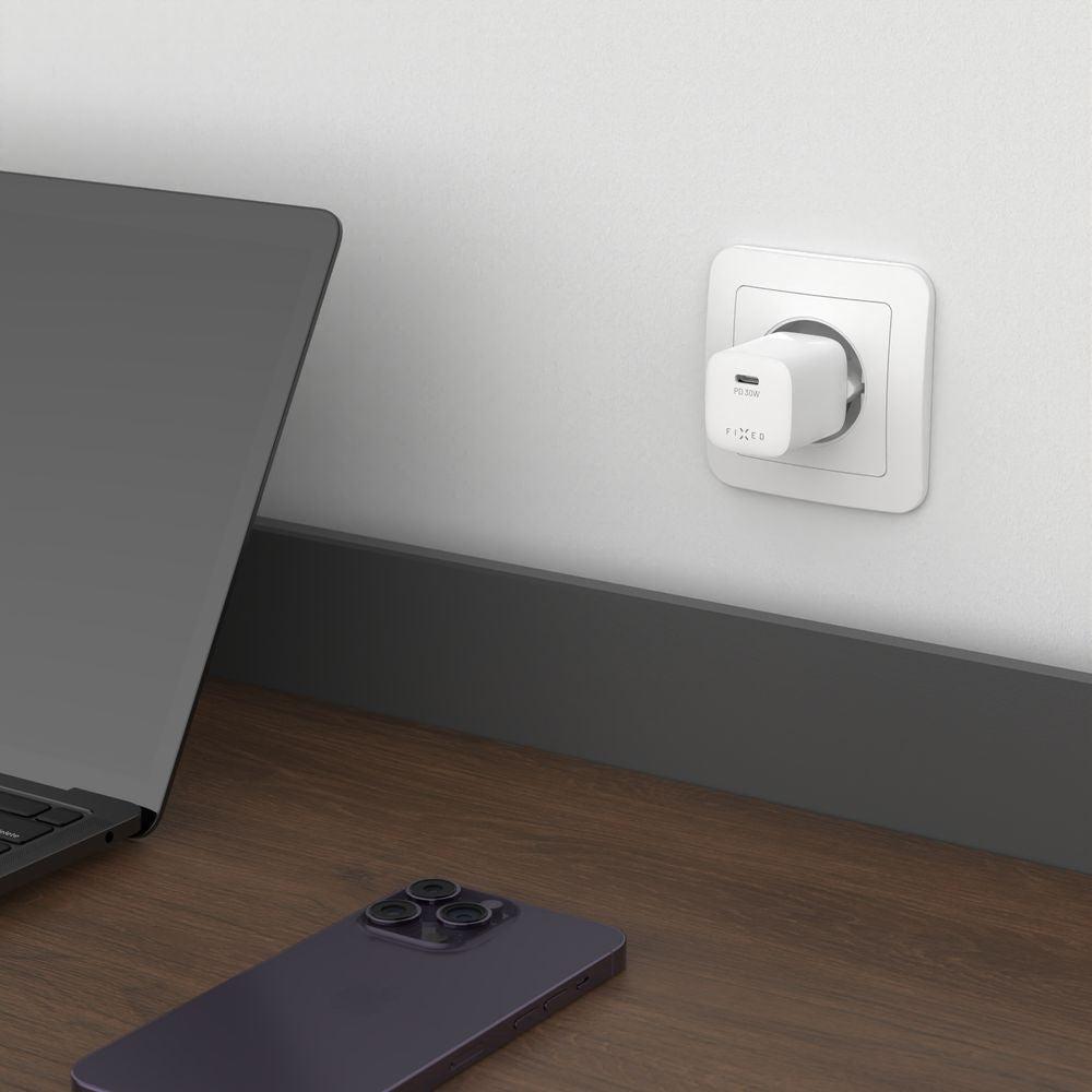 Netzladegerät GaN USB-C PD 3.0, 30W, QC 4.0+, AFC, FCP, SCP, Kompakt, Fixed Mini PD 30 GaN Charger, Weiß
