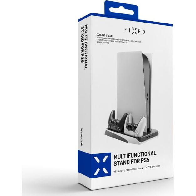Multifunktionale Ladestation mit Kühlfunktion für PlayStation 5, Fixed Multifunctional Stand Station, Schwarz und Weiß