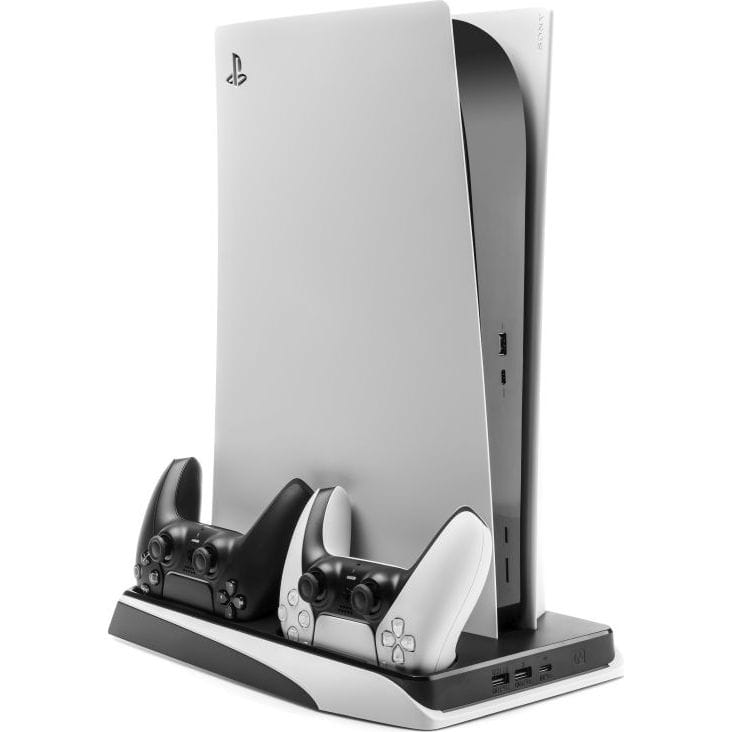Multifunktionale Ladestation mit Kühlfunktion für PlayStation 5, Fixed Multifunctional Stand Station, Schwarz und Weiß