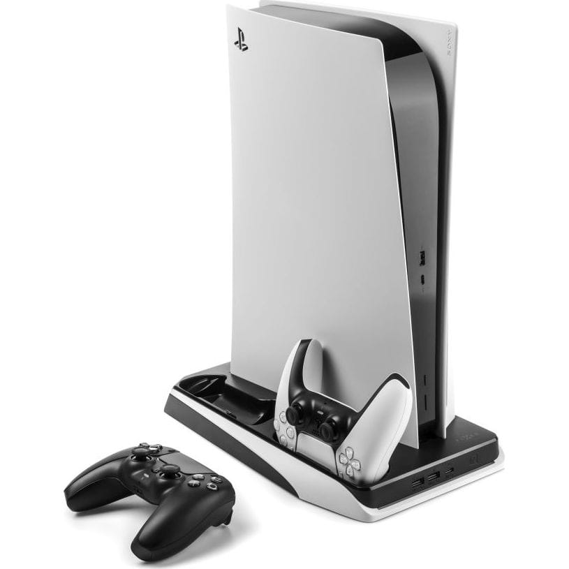 Multifunktionale Ladestation mit Kühlfunktion für PlayStation 5, Fixed Multifunctional Stand Station, Schwarz und Weiß