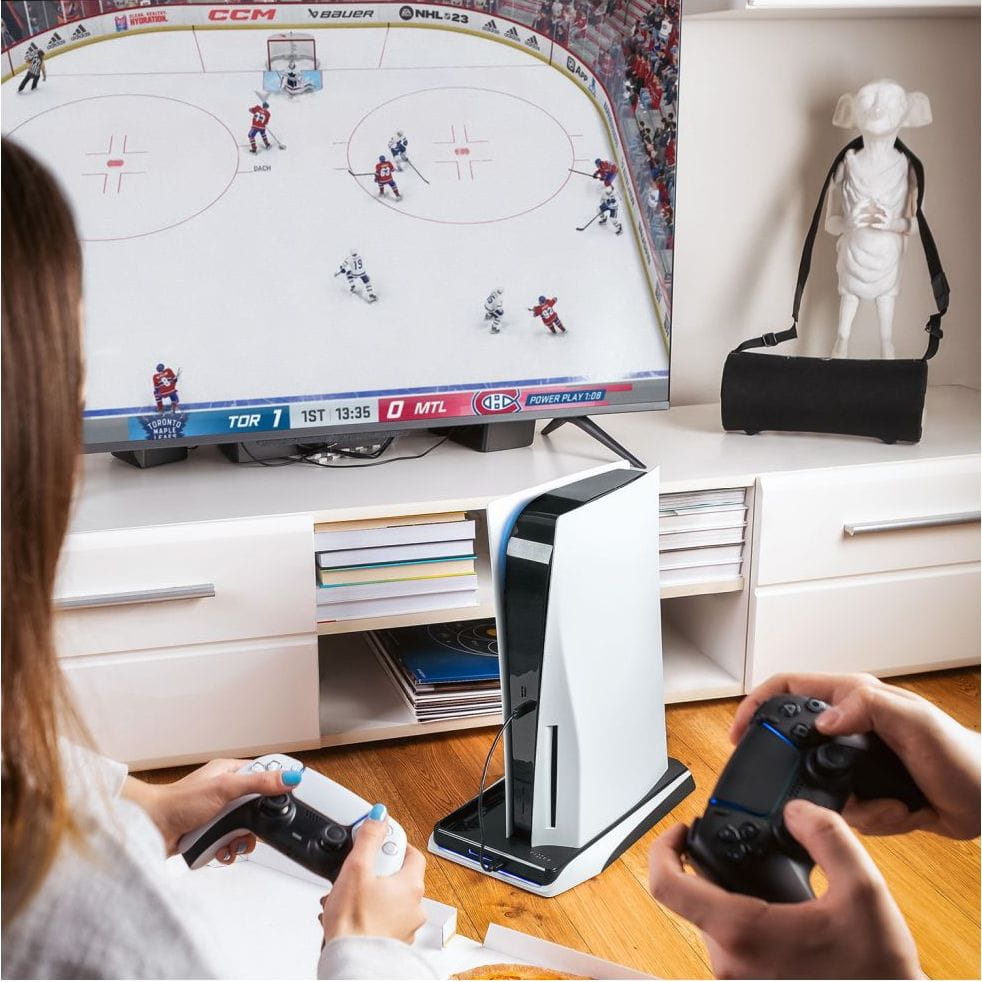 Multifunktionale Ladestation mit Kühlfunktion für PlayStation 5, Fixed Multifunctional Stand Station, Schwarz und Weiß