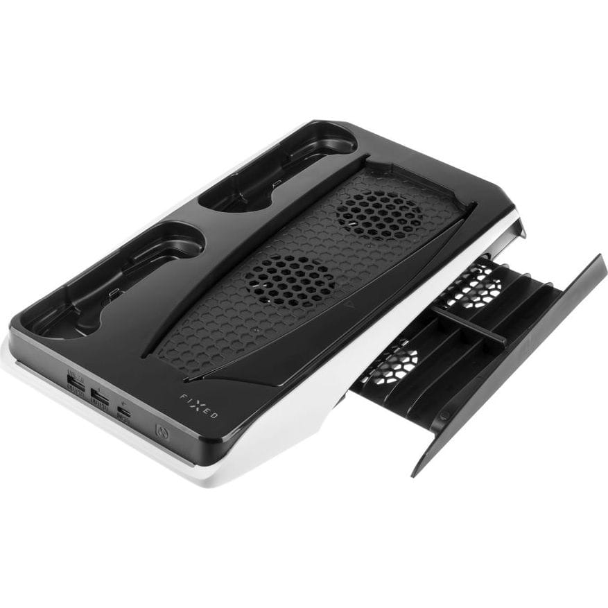 Multifunktionale Ladestation mit Kühlfunktion für PlayStation 5, Fixed Multifunctional Stand Station, Schwarz und Weiß