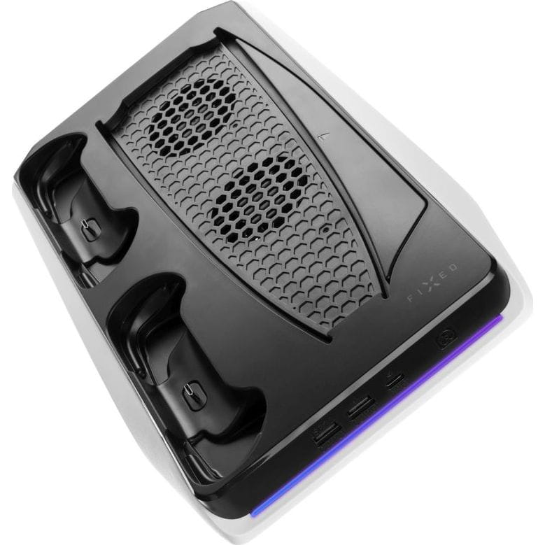 Multifunktionale Ladestation mit Kühlfunktion für PlayStation 5, Fixed Multifunctional Stand Station, Schwarz und Weiß