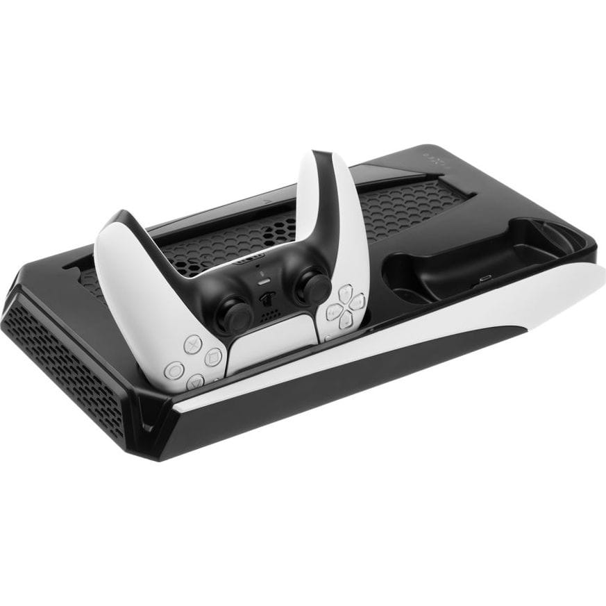 Multifunktionale Ladestation mit Kühlfunktion für PlayStation 5, Fixed Multifunctional Stand Station, Schwarz und Weiß