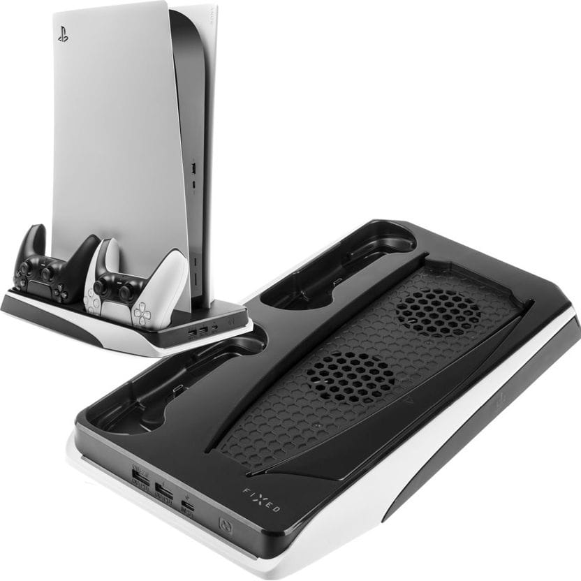 Multifunktionale Ladestation mit Kühlfunktion für PlayStation 5, Fixed Multifunctional Stand Station, Schwarz und Weiß