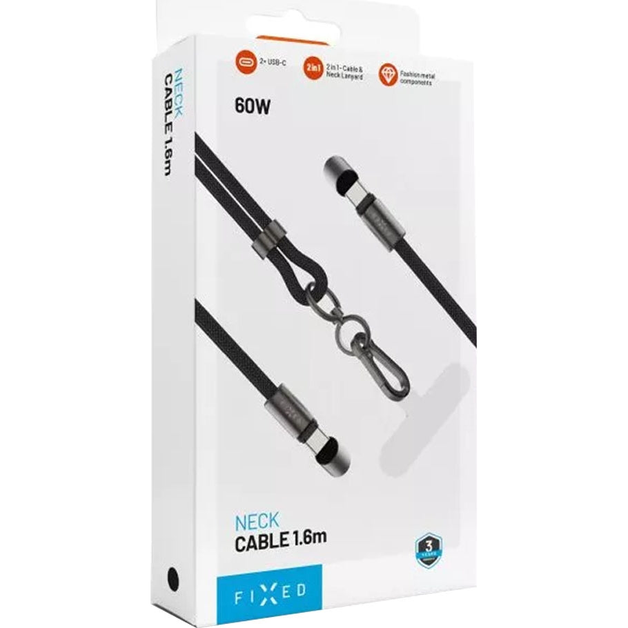 Handy-Schlüsselband mit USB-C Cable, Fixed Neck Cable, Schwarz
