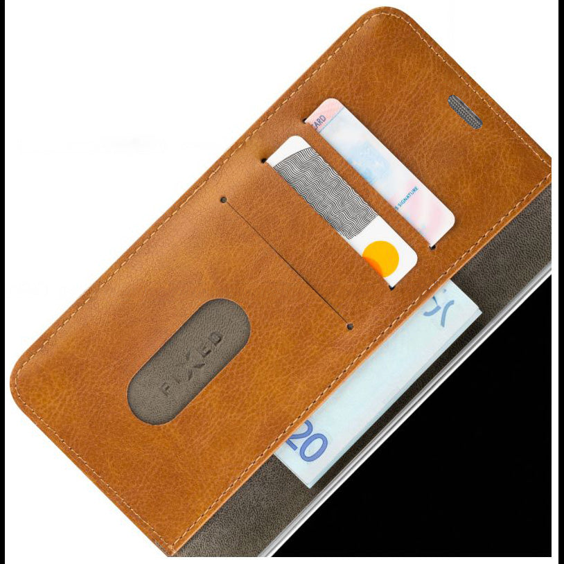 Handyhülle für iPhone 16 Plus, Fixed Book Case Opus, Braun
