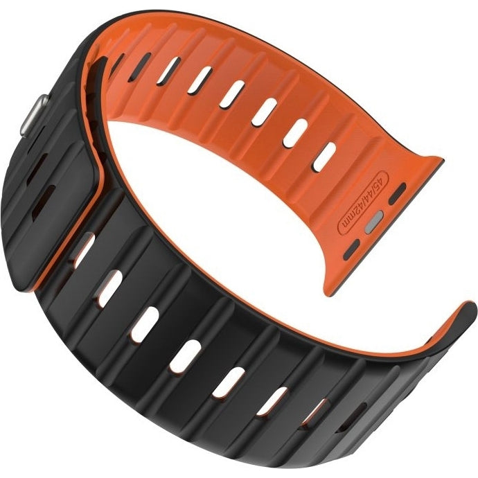 Armband für Apple Watch 49/46/45/44 mm, Fixed Silicone Magnetic, Schwarz/Orange
