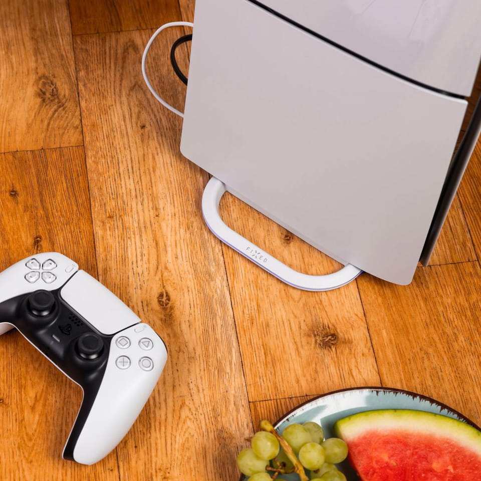 Ständer für die Konsole für PlayStation 5 / 5 Slim / 5 Pro, Fixed Led Stand RGB, Weiß