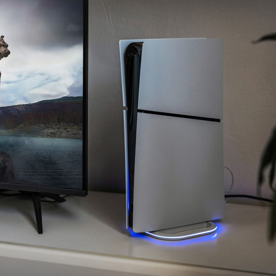 Ständer für die Konsole für PlayStation 5 / 5 Slim / 5 Pro, Fixed Led Stand RGB, Weiß
