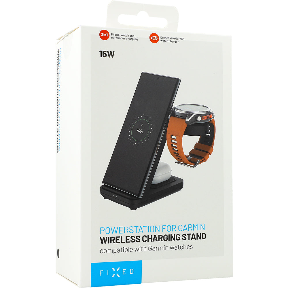 Induktive Ladestation 3in1 Fixed Powerstation for Garmin, Qi, 18W, Schwarz