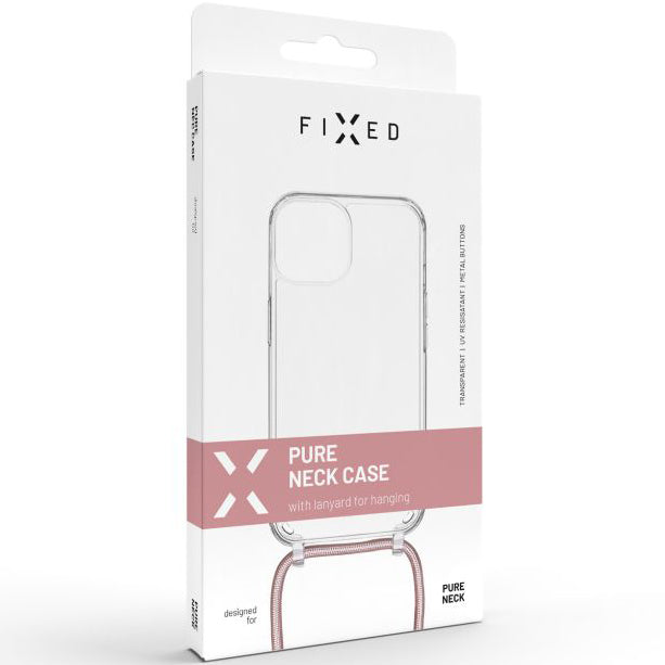 Handyhülle für Galaxy A55 5G Fixed Pure Neck, Transparent mit Rosa Schlüsselband