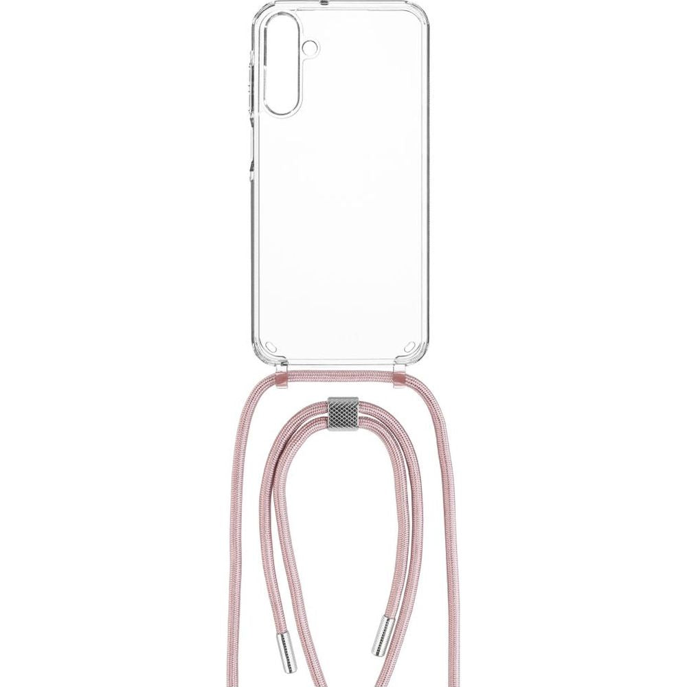 Handyhülle für Galaxy A55 5G Fixed Pure Neck, Transparent mit Rosa Schlüsselband