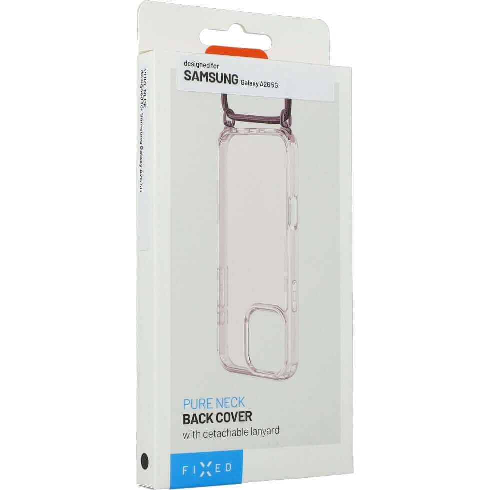 Handyhülle für Galaxy A26 5G Fixed Pure Neck, Transparent mit Schwarz Schlüsselband