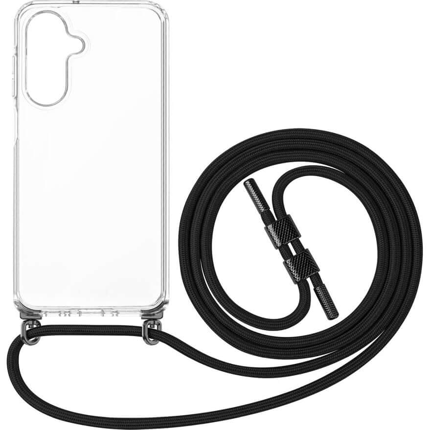Handyhülle für Galaxy A26 5G Fixed Pure Neck, Transparent mit Schwarz Schlüsselband
