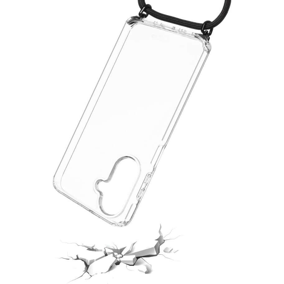 Handyhülle für Galaxy A26 5G Fixed Pure Neck, Transparent mit Schwarz Schlüsselband