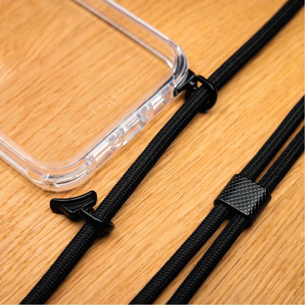 Handyhülle für Galaxy A26 5G Fixed Pure Neck, Transparent mit Schwarz Schlüsselband