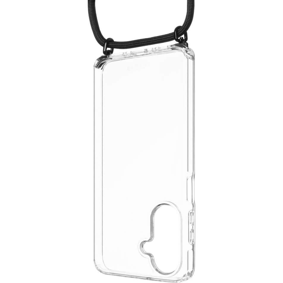 Handyhülle für Galaxy A26 5G Fixed Pure Neck, Transparent mit Schwarz Schlüsselband