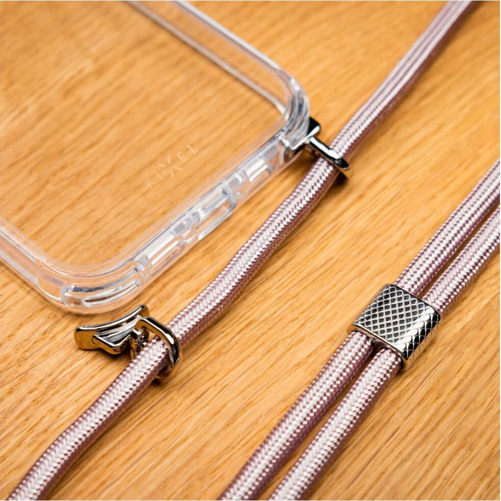 Handyhülle für Galaxy A26 5G Fixed Pure Neck, Transparent mit Rosa Schlüsselband