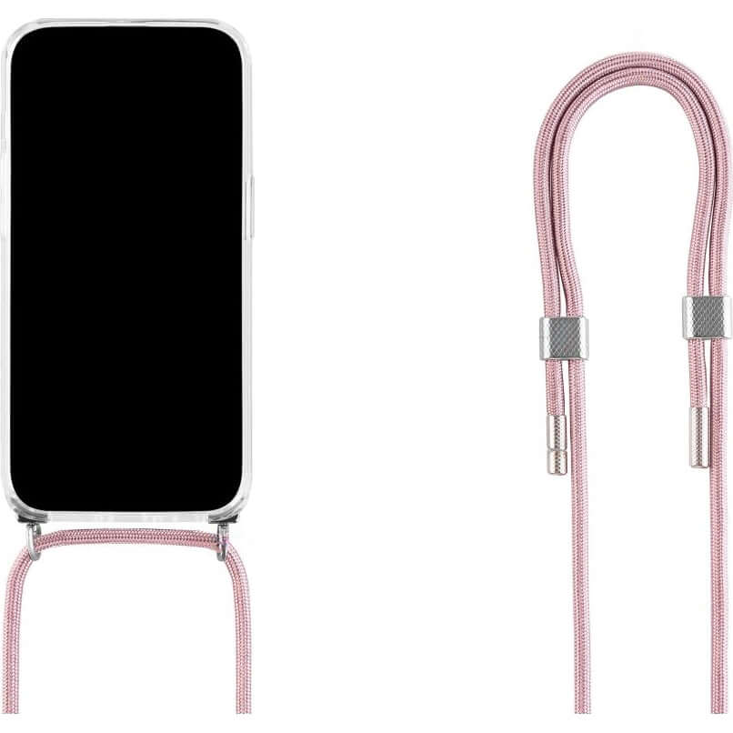 Handyhülle für Galaxy A26 5G Fixed Pure Neck, Transparent mit Rosa Schlüsselband