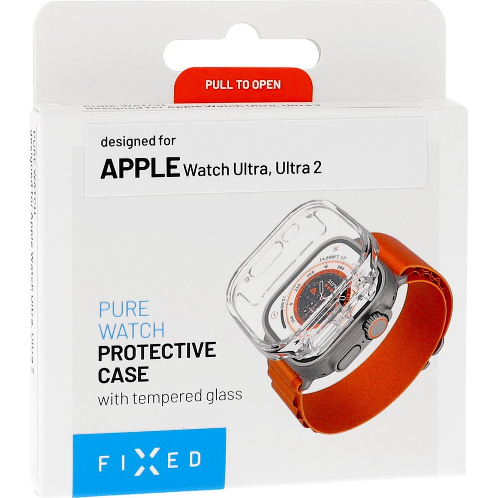 Schutzhülle mit gehärtetem Glas für Apple Watch Ultra 4/3/2/1 49 mm, Fixed Pure Watch, Transparent
