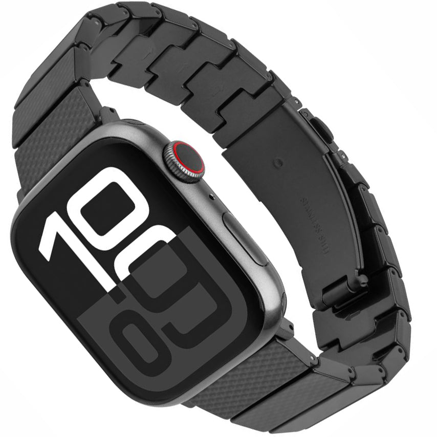 Armband für Apple Watch 42/41/40/38 mm, Fixed Resin, Schwarz Karbon