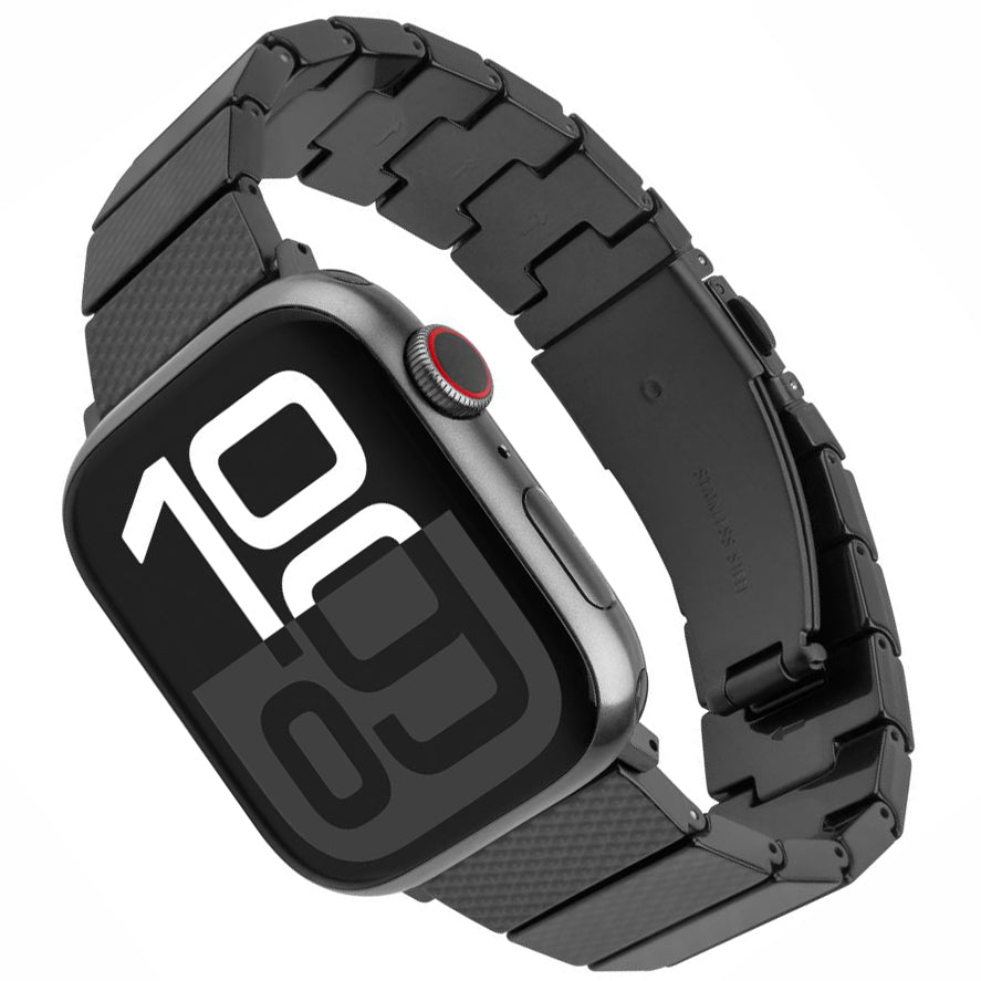 Armband für Apple Watch 49/46/45/44 mm, Fixed Resin, Schwarz Karbon