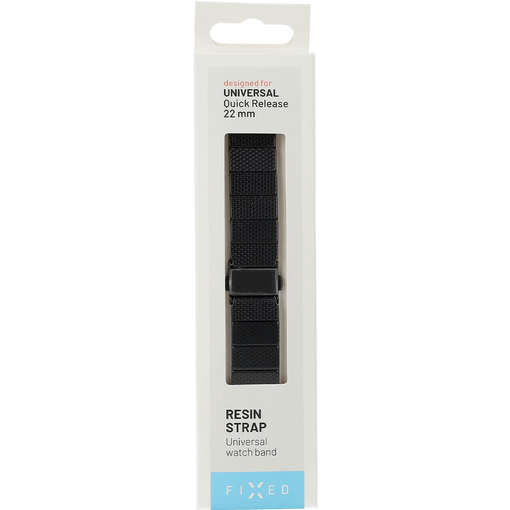 Armband für Smartwatch, QuickRelease 22 mm, Fixed Resin, Schwarz Carbon