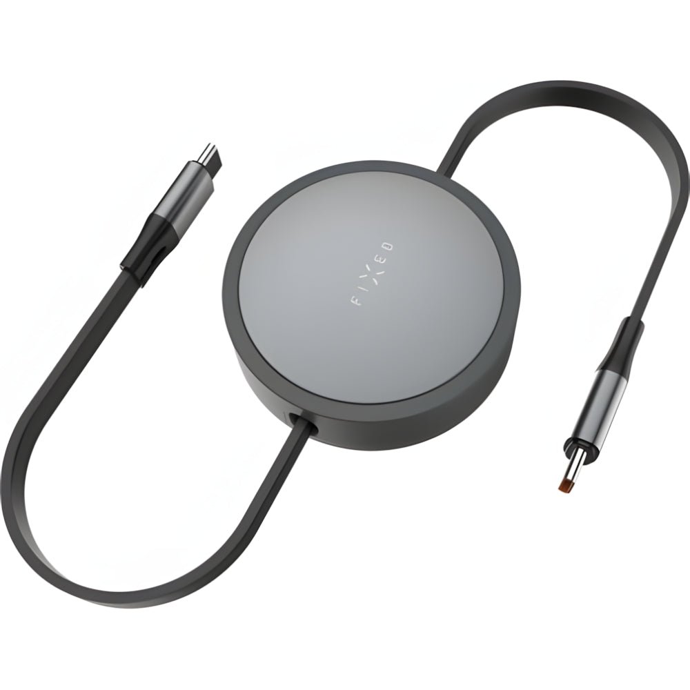 USB-C-Spiralkabel, Fixed Retractable  USB-C zu USB-C, 100W PD, 1 m, Grau