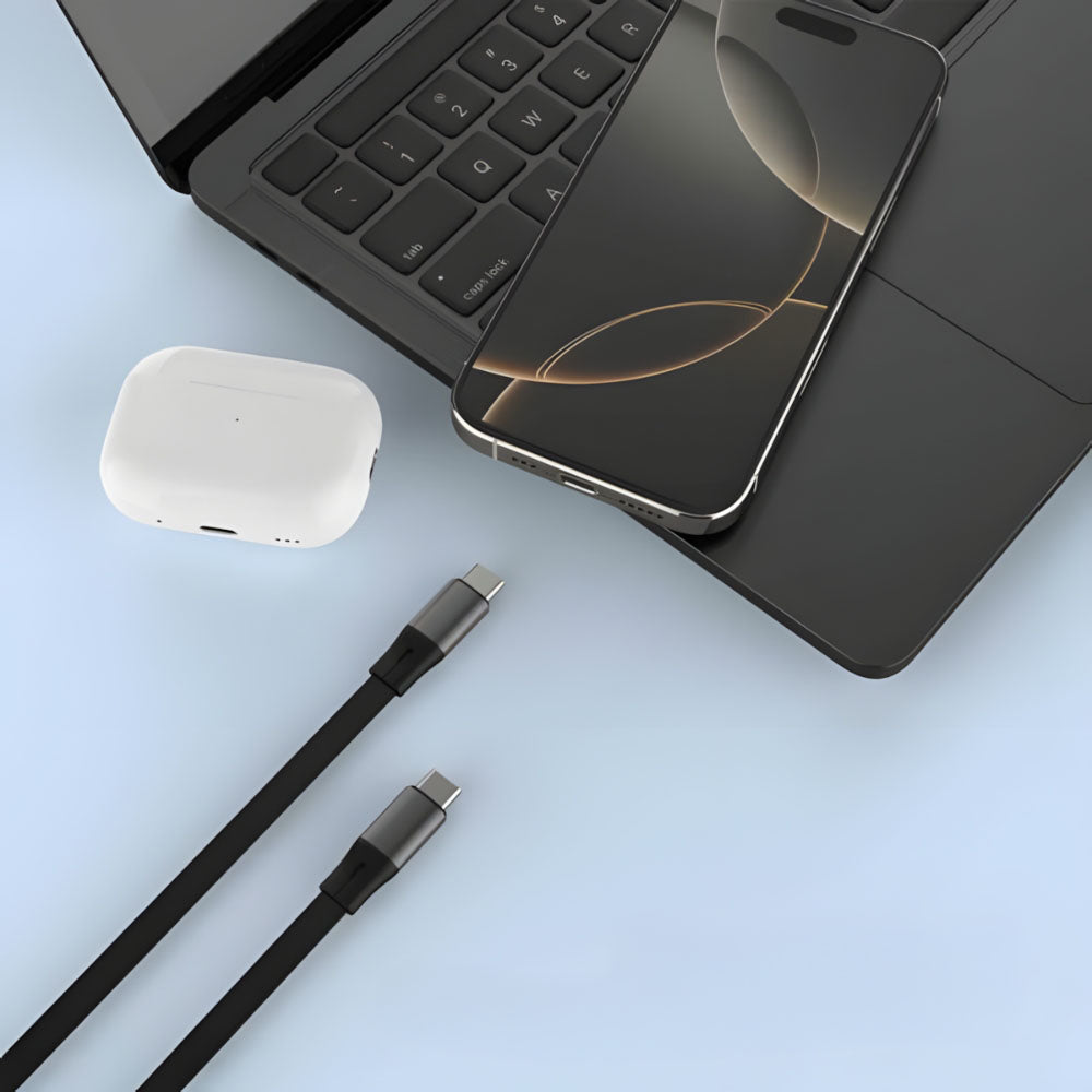 USB-C-Spiralkabel, Fixed Retractable  USB-C zu USB-C, 100W PD, 1 m, Grau