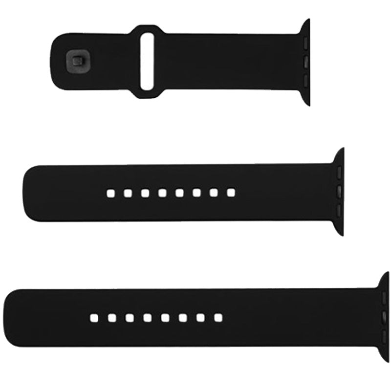 Armband für Apple Watch 2/1 49 mm, Fixed Silicone Strap, Schwarz