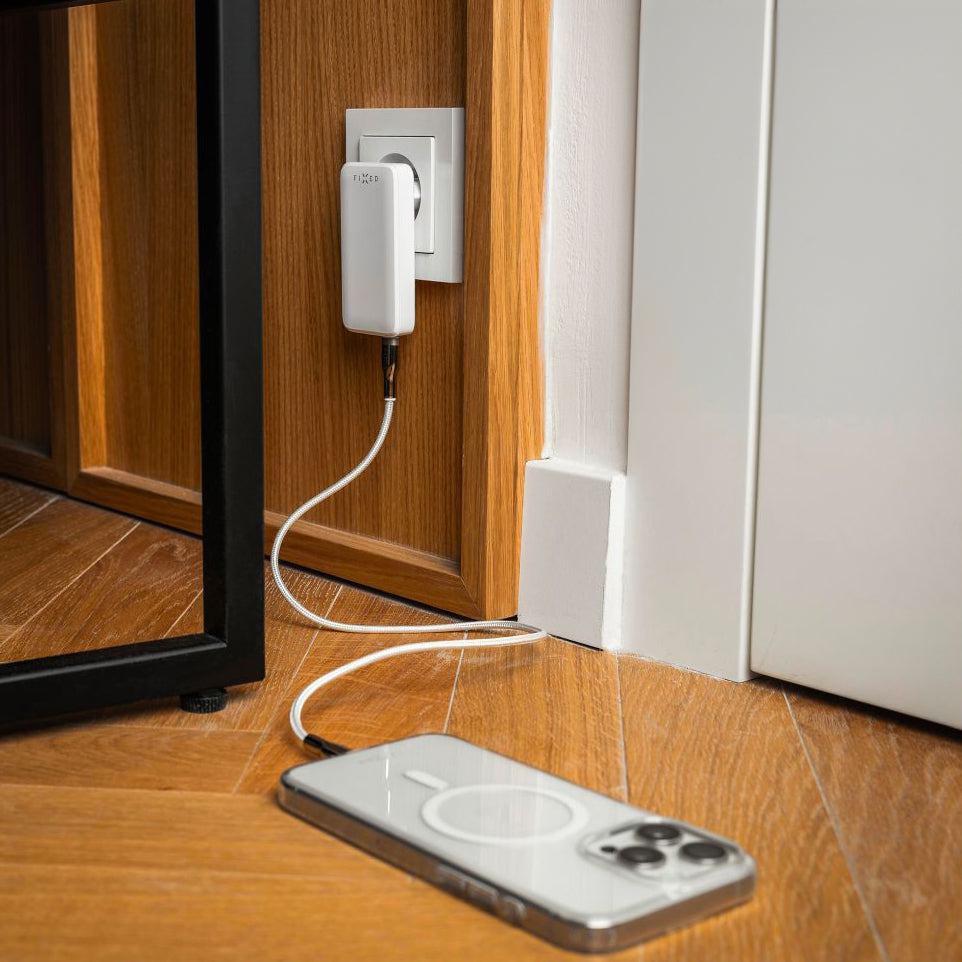 Ladegerät mit austauschbaren Spitzen Fixed Slim Traveller 65W USB-A USB-C PD 3.0 GaN, EU, USA, UK, AUS, Weiß