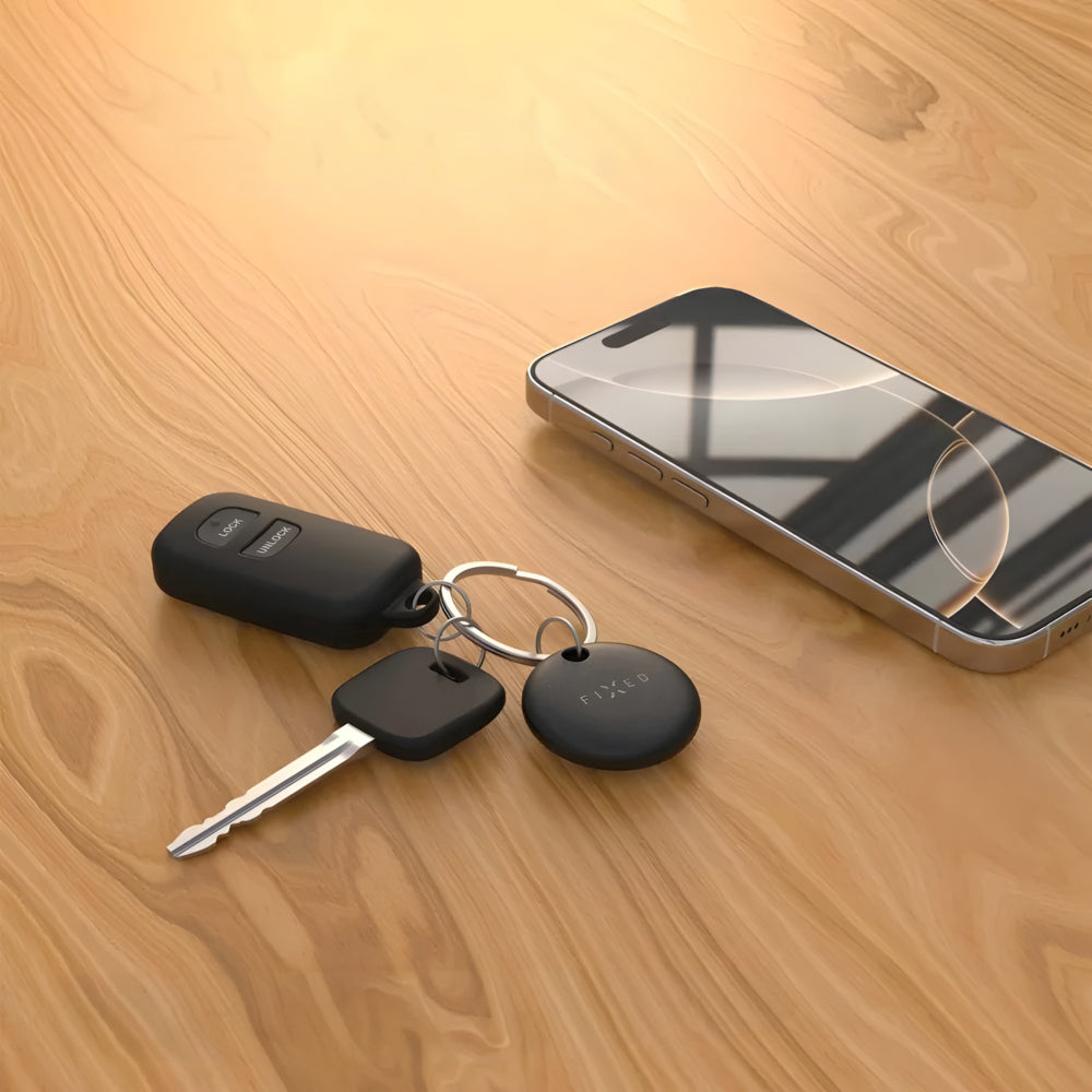 Tracker mit Apple Find My und Google Find Hub, Fixed Tag Dual GPS, mit Lautsprecher, Schwarz