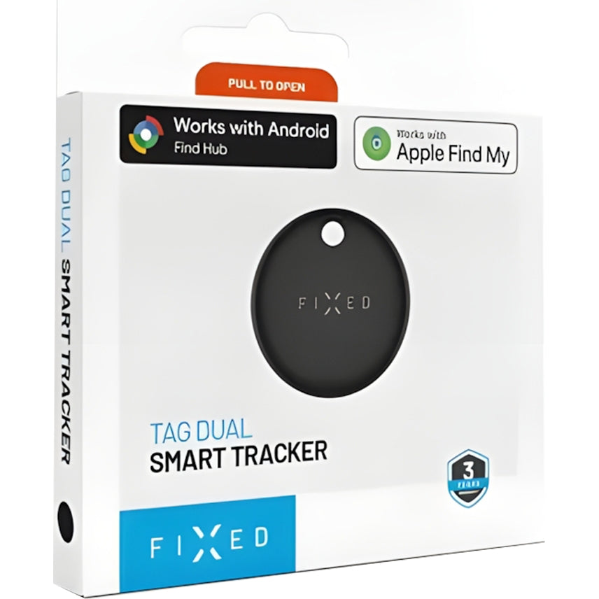 Tracker mit Apple Find My und Google Find Hub, Fixed Tag Dual GPS, mit Lautsprecher, Schwarz