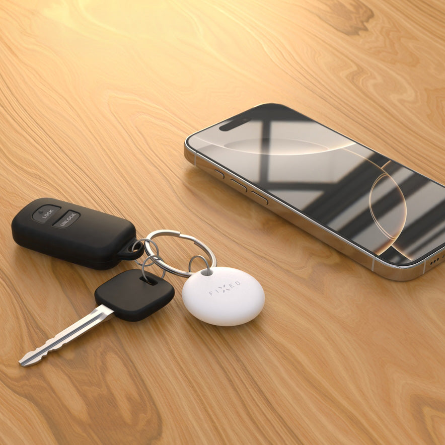 Tracker mit Apple Find My und Google Find Hub, Fixed Tag Dual GPS, mit Lautsprecher, Weiß