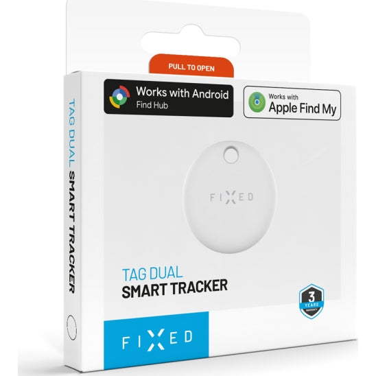 Tracker mit Apple Find My und Google Find Hub, Fixed Tag Dual GPS, mit Lautsprecher, Weiß