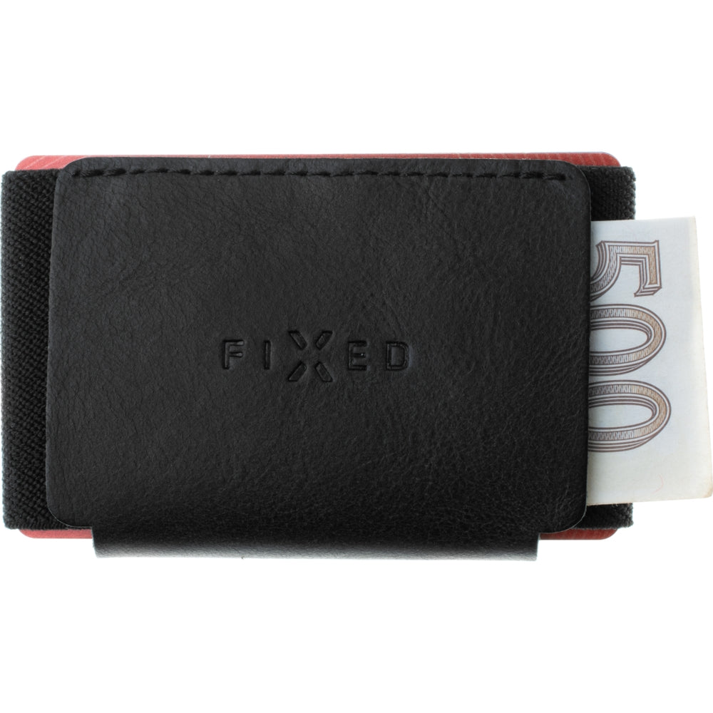 Kartenetui aus Echtleder für Karten und Geldscheine, Fixed Tiny Wallet, Schwarz